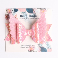 Wholesale bulk hair bow alligator clips leather material glyte children's hair ornament