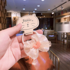 Korean children's candy color bow peach heart glitter color elastic hair rope