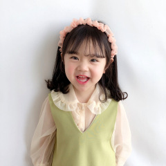 Wholesale china hot sale korean new cute baby pleated organza hairbands for girls kids