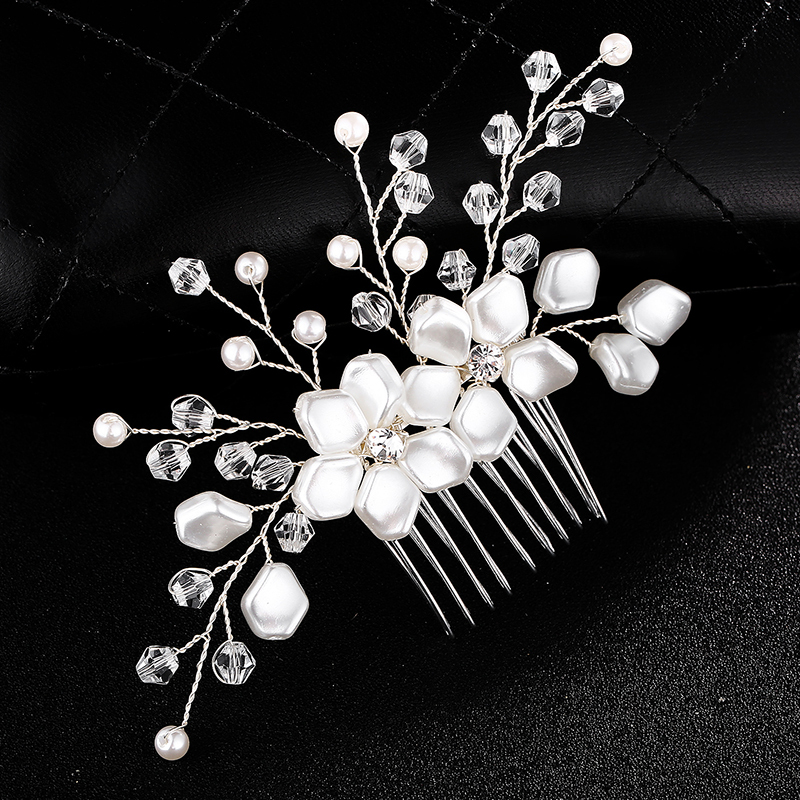 Fashion luxurious flower pearl crystal sliver wed hair accessory side comb Fashion luxurious flower pearl crystal sliver wed hair accessory side comb