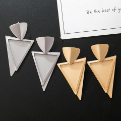 amazon Fashion African Gold silver Plate zinc alloy Triangle superposed hanging pendant earrings Jewelry For Women