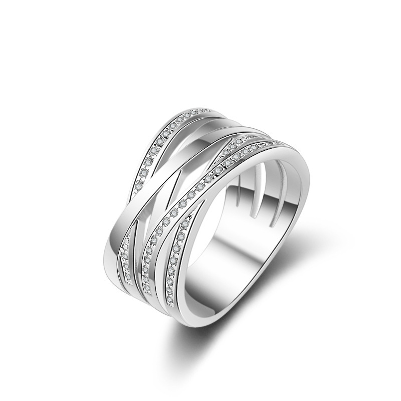 Women Silver Plated Cubic Zirconia Ring Cross Diamond Engagement Ring Women Silver Plated Cubic Zirconia Ring Cross Diamond Engagement Ring