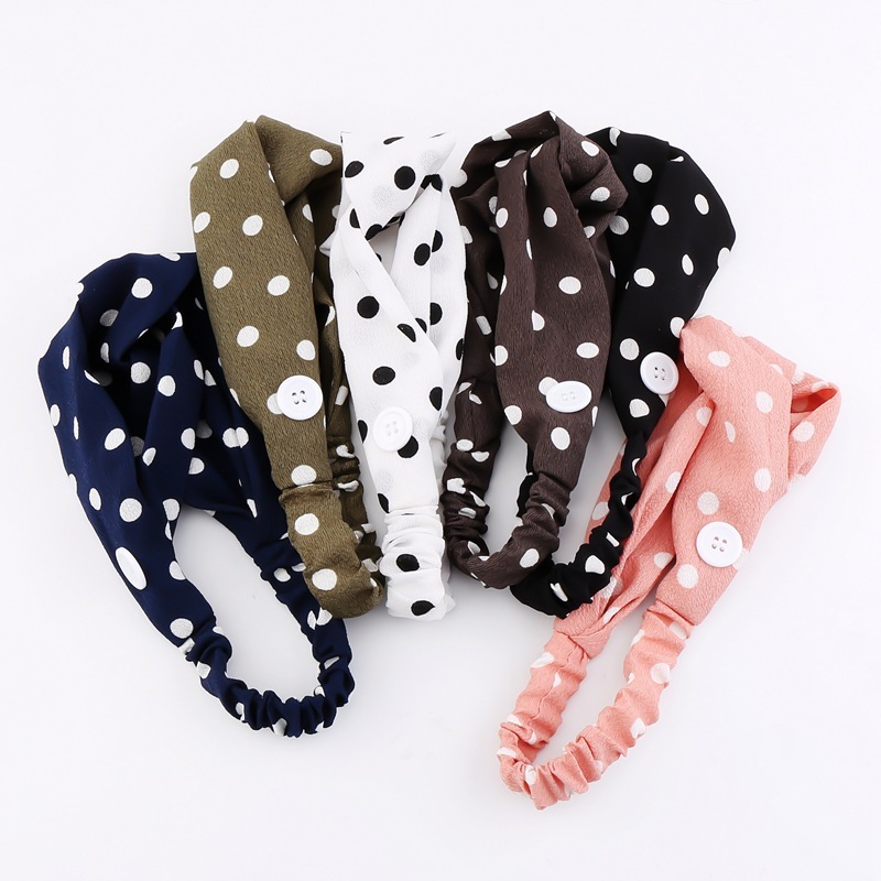 Wholesale Women Polka Dots Crisscross Stretchy Button Yoga Running Sports Sweat Headbands Wholesale Women Polka Dots Crisscross Stretchy Button Yoga Running Sports Sweat Headbands