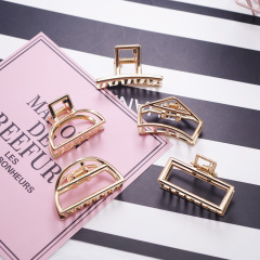 Korean girls rectangle shape hollow out style metal hair claw clip for women