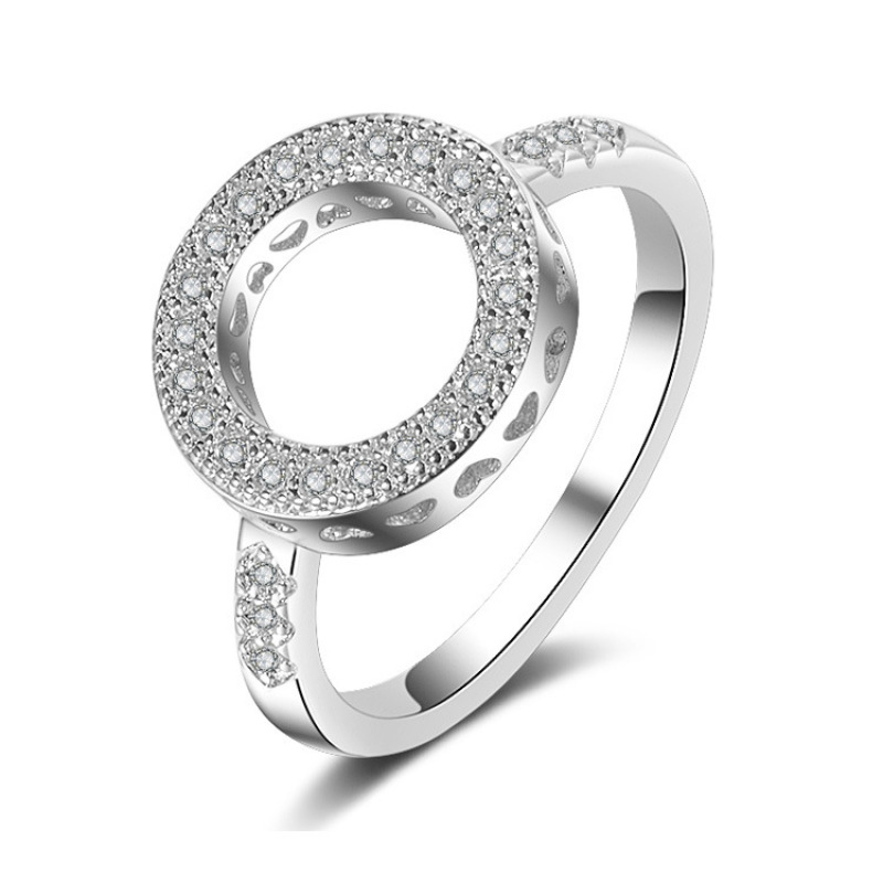 Simple Design Silver Plated Open Ring Stereo Circle Metal Zircon Round Ring Simple Design Silver Plated Open Ring Stereo Circle Metal Zircon Round Ring
