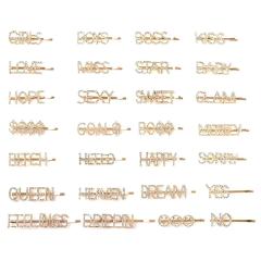 Sparkly Hair Accessories Rhinestone Letter Bobby Pin Word Crystal Hair pin Metal Hair Clips