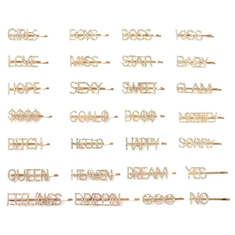 Sparkly Hair Accessories Rhinestone Letter Bobby Pin Word Crystal Hair pin Metal Hair Clips Sparkly Hair Accessories Rhinestone Letter Bobby Pin Word Crystal Hair pin Metal Hair Clips