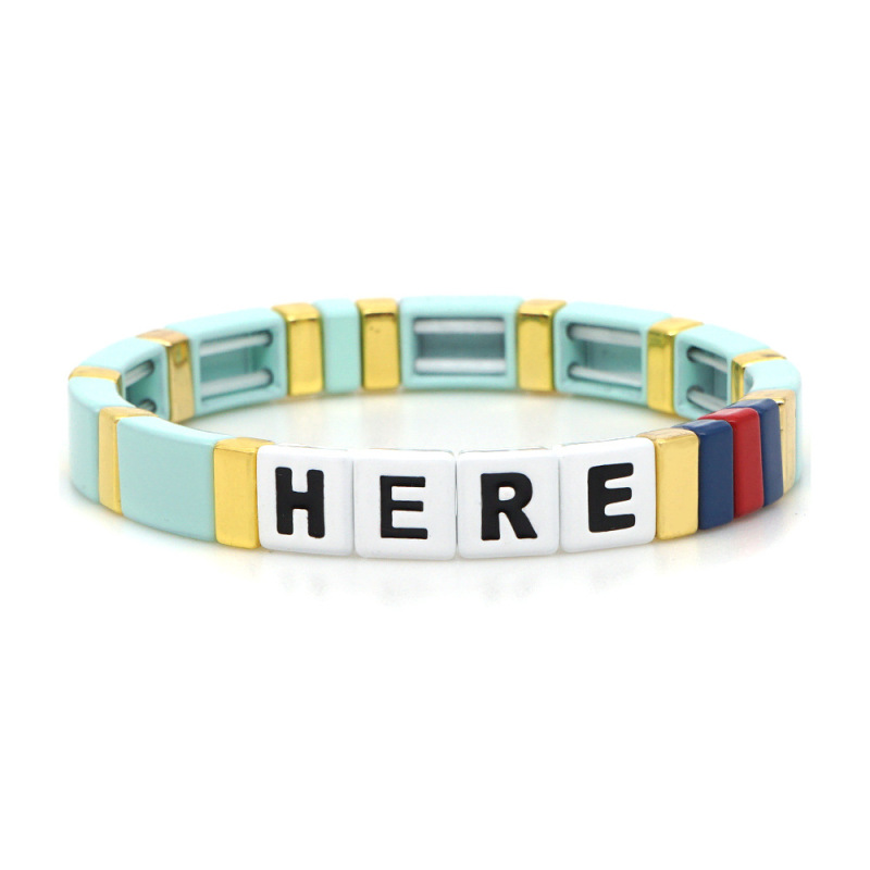 Wholesale Factory Sales Fashion Bohemia Handmade Customized Letter Enamel Bracelets