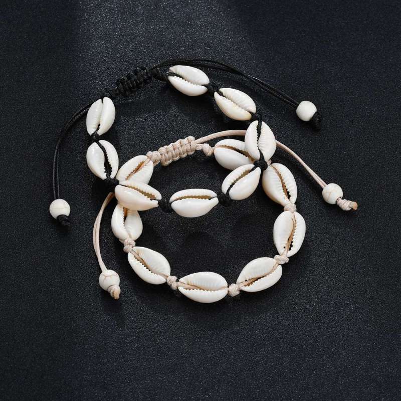 Hot sale fancy women girls jewelry adjustable natural shell hand-woven bracelets
