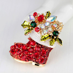 New Arrival Christmas Jewelry Boot Deer Tree Cartoon Colorful Crystal Brooches