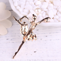 china wholesale women jewelry colored crystal ballet dancing girl rhinestone brooches
