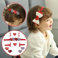 Manufactory bulk printed star heart headwear red sequin fabric bow hair band headband sets for baby Manufactory bulk printed star heart headwear red sequin fabric bow hair band headband sets for baby