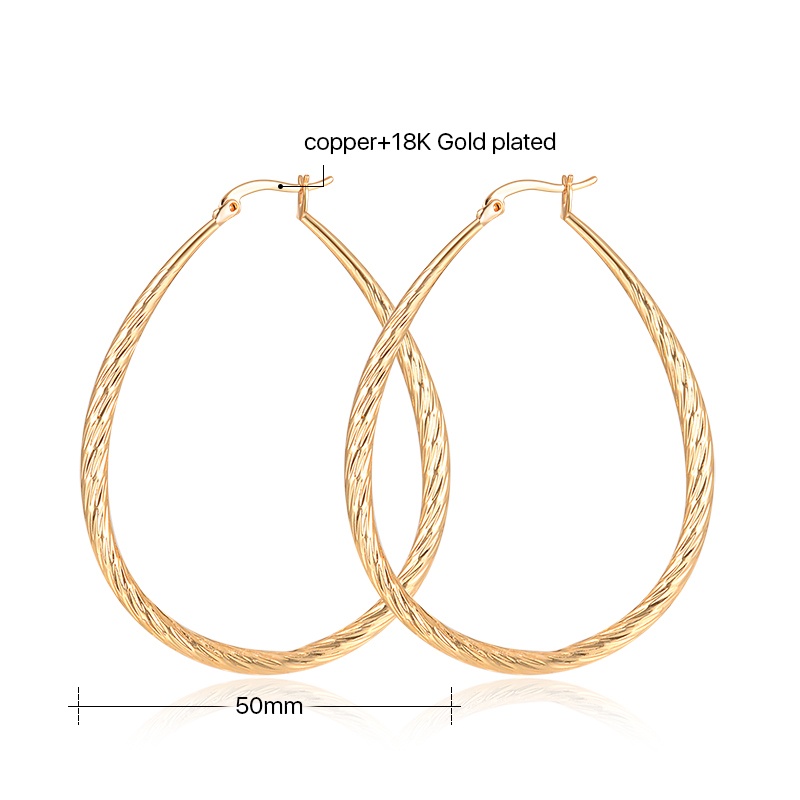 Wholesale fashion 18k gold plated round drop shape copper earrings women