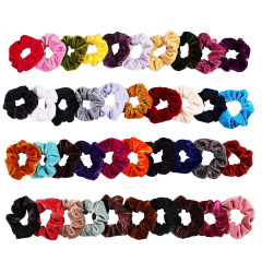 custom 2020 trend Eco friendly ins amazon 50 color elastic hair bow tie scrunchies velvet pack set for hair