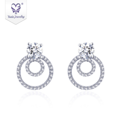 New 18k gold silver Elegant Dangle Hoop stud charm Moissanite Diamond Earrings