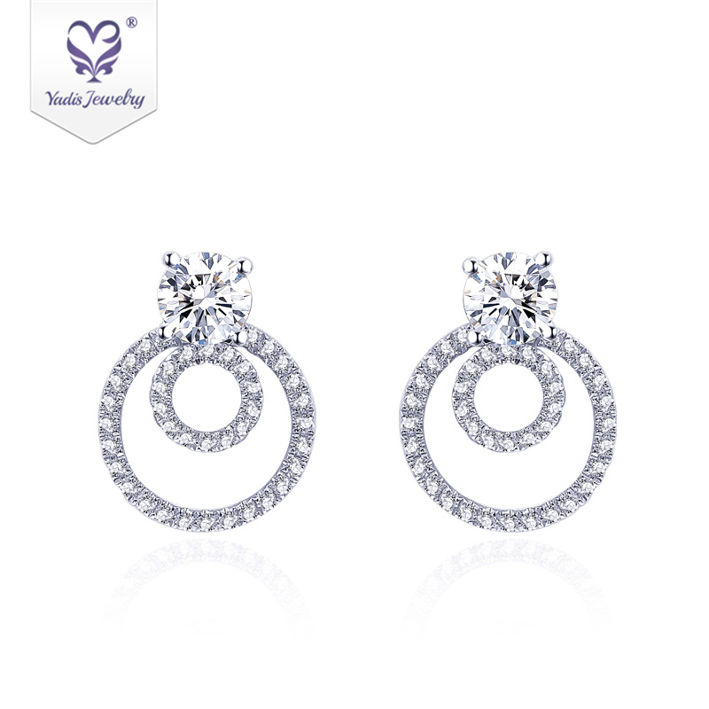 New 18k gold silver Elegant Dangle Hoop stud charm Moissanite Diamond Earrings