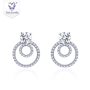 New 18k gold silver Elegant Dangle Hoop stud charm Moissanite Diamond Earrings