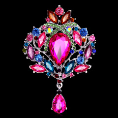 Hot-selling fashion crystal alloy women girls crown rhinestone brooches