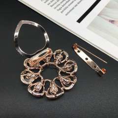 amazon korean luxury fashion alloy circle round girls bling rhinestone crystal hijab scarf ring buckle brooches for women lady