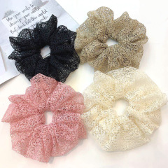 Amazon hot sale new design girls large elastic hollow lace scrunchies for hair