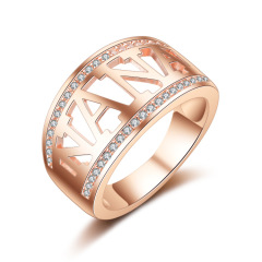 Fashion European Rose Gold Plated Cubic Zirconia Ring Pave Crystal Ring Fashion European Rose Gold Plated Cubic Zirconia Ring Pave Crystal Ring