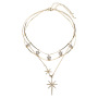 Cheap wish Amazon gold layer chain monogram chocker double layered necklace
