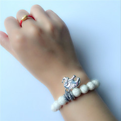 Amazon wish ins trendy Boho girl women handmade Ethnic Stretch Elephant blue Natural Turquoise Stone Bead Bracelet