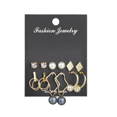 European and American popular triangle round pendant eardrop female earrings set