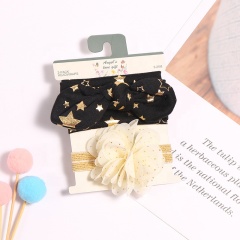 Amazon popular bow flower headwear set clear shower elastic hair bands for baby