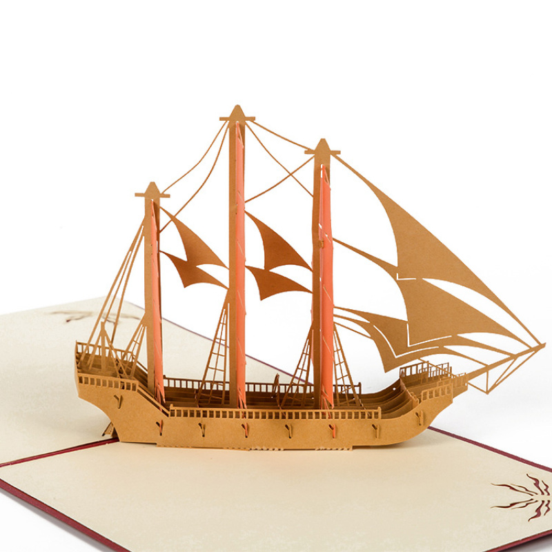 Newest Creative Boat Laser Cut 3d Pop Up Greeting Card For Christmas Gift Newest Creative Boat Laser Cut 3d Pop Up Greeting Card For Christmas Gift