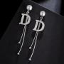 wholesale stylish bling bling letter D tassel alloy crystal earrings for women wholesale stylish bling bling letter D tassel alloy crystal earrings for women