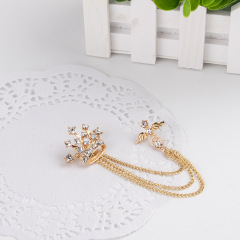 2020 INS amazon korean alloy rhinestone double mens brooch chain for man suite with chain
