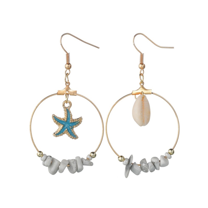 2019 New design geometric dangle sea shell long hoop earrings for women 2019 New design geometric dangle sea shell long hoop earrings for women