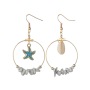 2019 New design geometric dangle sea shell long hoop earrings for women 2019 New design geometric dangle sea shell long hoop earrings for women