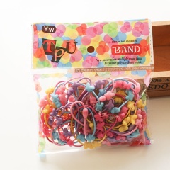 Children's base double beads wholesale elasic hair tie bulk hair accessories black elastic hair ties