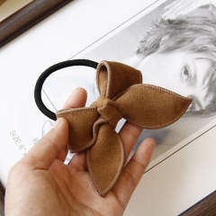 2020 Amazon new custom multicolor bow suede hair rope elastic hair ties band for girl
