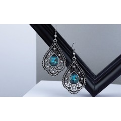 Vintga fashion personality alloy women ladies drop shape sliver earring