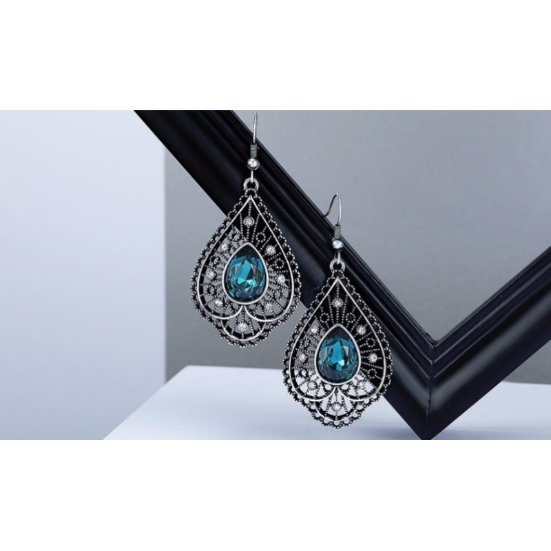 Vintga fashion personality alloy women ladies drop shape sliver earring Vintga fashion personality alloy women ladies drop shape sliver earring
