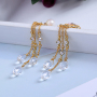 Fashion trend 2019 stainless steel silver women drop crystal earrings