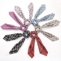 2020 Wholesale Fashion Scottish Plaid Bow Hair Scarf Scrunchies For Girls