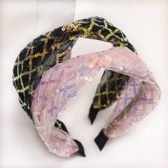 New trendy manufacturer direct sale womens lace gauze sequin headbands
