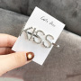 Silver crystal rhinestone Hair Accessories Barrettes women diamond letter hair clips