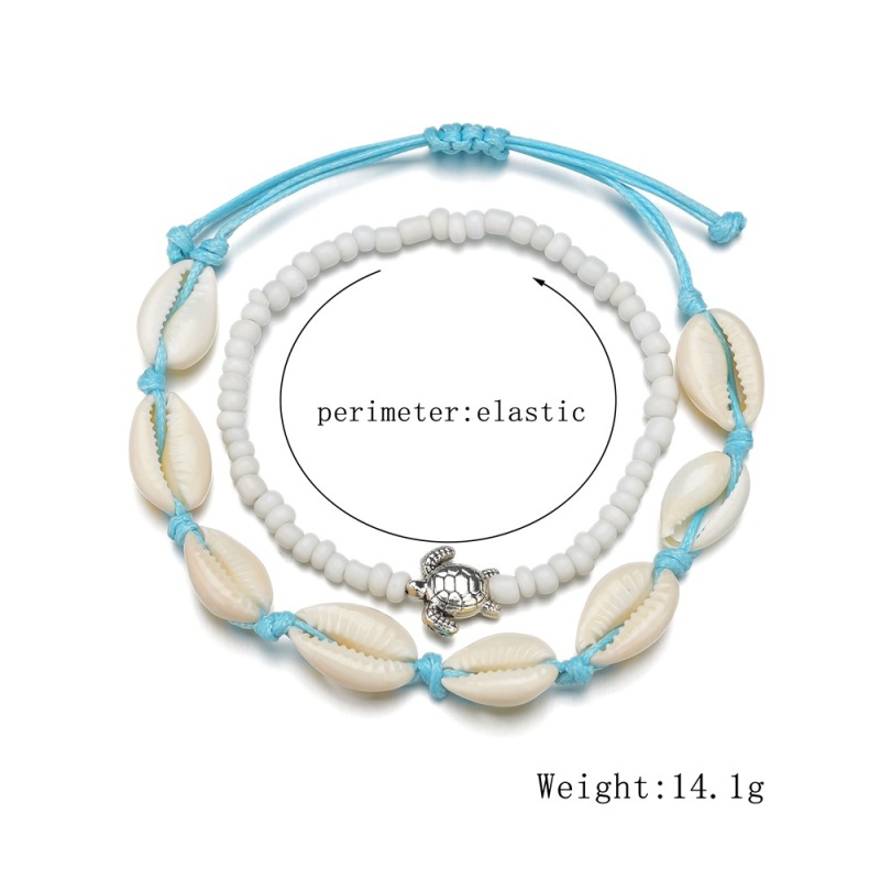 2019 Custom gold silver sea shell adjustable rope foot jewelry anklet bracelet sets for women