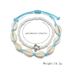2019 Custom gold silver sea shell adjustable rope foot jewelry anklet bracelet sets for women