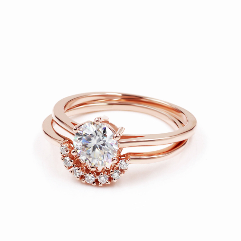 Custom 925 sterling silver platinum engagement moissanite diamond ring