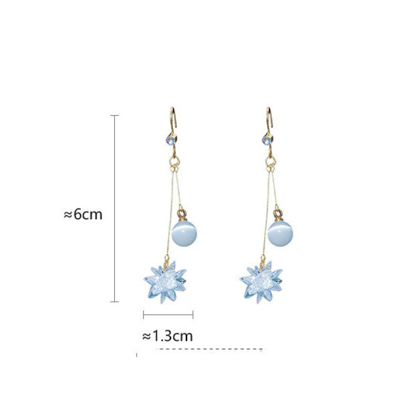 2019 new korea long luxury zircon flower tassel cheap drop earrings crystal