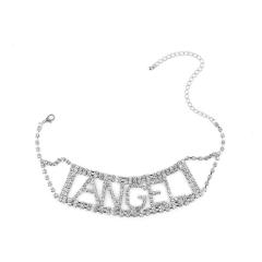 Fashion Punk Exaggeration Super Flash Night Club Rhinestone Letter HONEY Choker Necklace For Women