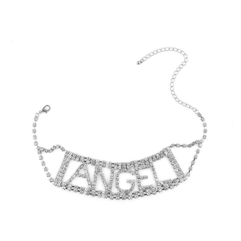 Fashion Punk Exaggeration Super Flash Night Club Rhinestone Letter HONEY Choker Necklace For Women Fashion Punk Exaggeration Super Flash Night Club Rhinestone Letter HONEY Choker Necklace For Women