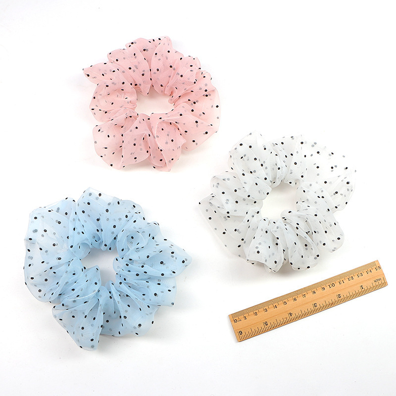 Wholesales Fashion Women New Hair Accessories Polka Dot Laces Large Scrunchies