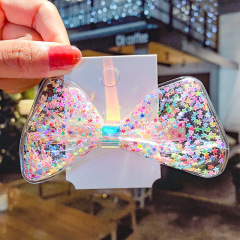 Lovely glitter colorful transparent kids bows hair clips for teen girls